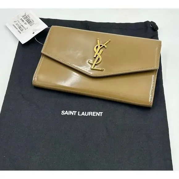 Saint Laurent Ysl Tan Leather Clutch/chain wallet made in Italy - Picture 2 of 11